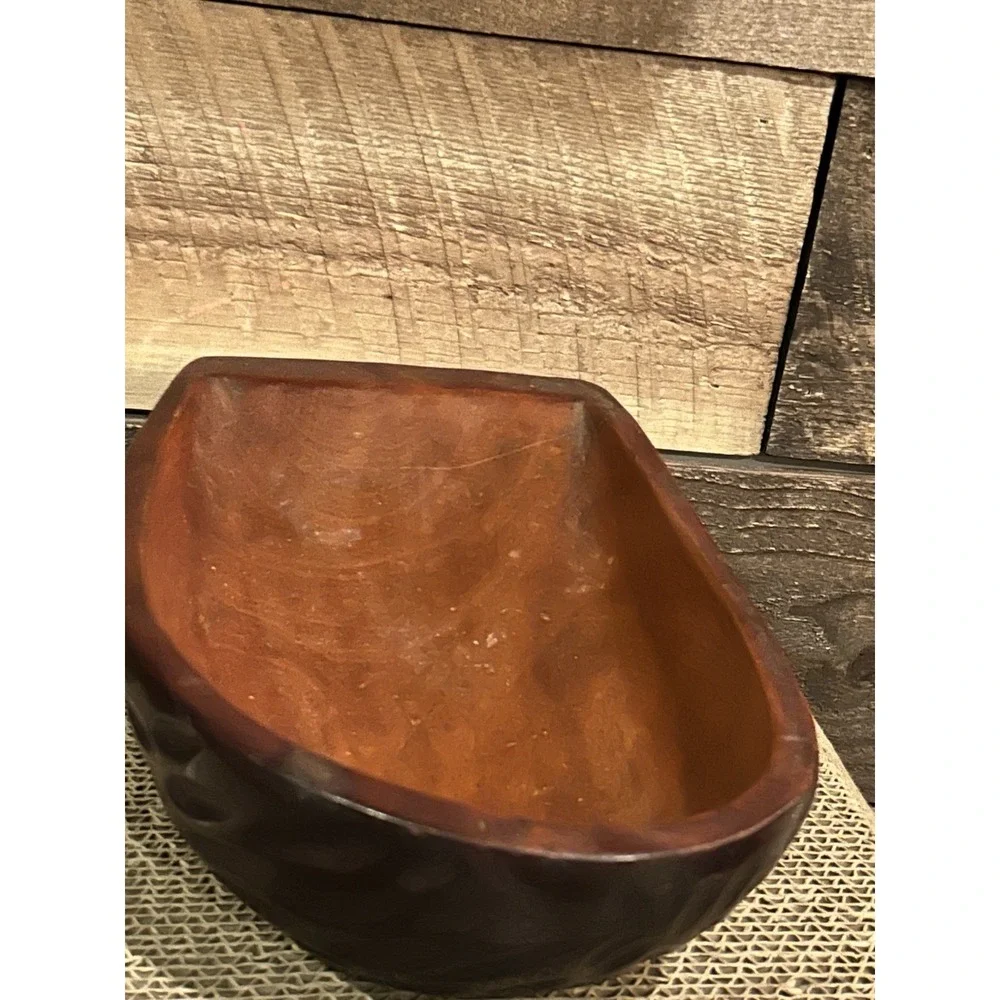 Vintage Wooden‎ Nut Bowl Lid Handcrafted Walnut Shaped M/L